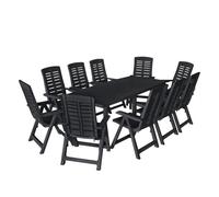 Conjunto de comedor de jardín 11 piezas plástico gris antracita vidaxl 61 cm