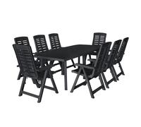 Conjunto de comedor de jardín 9 piezas plástico gris antracita vidaxl
