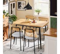 Conjunto de Comedor Mesa de Comedor Mesa y Sillas Mueble de Comedor Mueble de Cocina Con 1 Mesa 4 Sillas Tapizadas Diseño de Para Cocina Comedor Salón Marrón Negro 110x76x70cm SoBuy OGT52-N