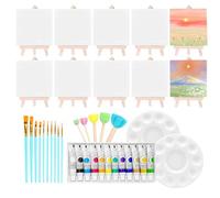 CONJUNTO DE CONJUNO Y COLORES | Conjunto de pintura acrílica de 10 partes con lienzos, necesidades de letreros lavables portátiles para artistas lecciones de regañón para niñas adultas en casa y fuera