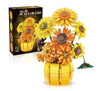 Conjunto de construcción de flores de girasol para adultos, colección botánica de arte Van Gogh para mujeres y niñas de 14 años o más, kits de plantas artificiales en macetas, decoración del hogar