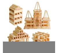 Conjunto de construcción de tablones de madera: bloques de construcción de 100 piezas para niños pequeños, juguete creativo STEM | Bloques de equilibrio de maders natural, juego de aprendizaje de jueg
