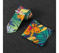 Conjunto de Corbata clásica de poliéster con Estampado Floral de 6 cm y Corte Entallado para Hombre de ZBDP con pañuelo de Bolsillo y Pinza para Corbata