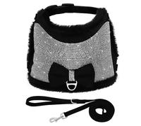 Conjunto De Correa De Arnés para Perros Cálido De Invierno Arnés para Perros Y Gatos con Diamantes De Imitación Brillantes Ropa para Perros Y Gatitos Chaleco Suave Y Cómodo para Mascotas Adecuado