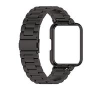 Conjunto de Correa de Caja de Acero Inoxidable para Relojes Inteligentes, Pulsera de múltiples Tonos, Caja de Metal de Cobertura Total, Correa de Partido Diario para Uso Diario (Negra)