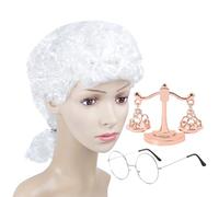 Conjunto De Cosplay De Juez De 3 Piezas, Peluca Blanca, Pesos Justos, Peluca Ondulada, Accesorios De Disfraces Para Fiestas Temáticas