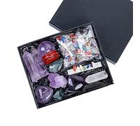 Conjunto de cristales curativos naturales de 11 piezas, punto de cristal, varita mágica, cristal de chakra, chips caídos, piedras, bola de cristal