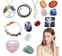 Conjunto de cristales naturales | Juego de 13 cristales naturales coloridos,Cristales protectores, Kit de cristales, Colección de cristales para principiantes, colección, meditación, yoga, Dame Cenrf