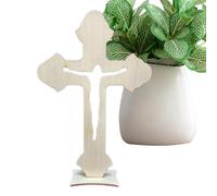 Conjunto de Cruz de Madera para decoración de Mesa, de Cruz de Madera | 10 Piezas Cruz de Madera Ornamento Cruz Signo de Arte con Soporte | decoración de Cruz de pie Hueco, Cruz de Madera para