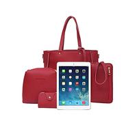 Conjunto de cuatro bolsos de las mujeres de cuatro piezas bolso Crossbody bolsas cartera bolso bandolera bolso de hombro cartera para teléfono móvil con correa cartera 8 más, rojo, Talla única