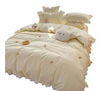 Conjunto de Cuatro Piezas de algodón Lavado de algodón Lindo Oso Tridimensional de algodón Puro colchonada de colchas de Ropa de Cama Suave (Color: 6 Piezas Tamaño del Traje: 1.8m) (Traje de 5 Piezas