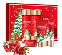 Conjunto de cuidado facial para mujer, Navidad, cuidado facial hidratante, estuche de cuidado facial para mujer, con limpiador, toner, suero, crema, contorno de ojos, máscara hidratante cara, regalo