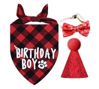 Conjunto de Cumpleaños para Perros: Bufanda, Gorro y Pajarita - Accesorios para Fiestas y Mascotas