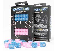 Conjunto De Dados D6 Compacto Q-Workshop Con Puntos De Mira Azul Rosa RPG Gaming
