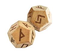 Conjunto de Dados de adivinación | 2pcs Madera D-Ice Grabado Elder Símbolos coleccionables Tallado con histórico | Herramienta Oculta portátil para lecturas espirituales y jueg