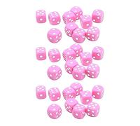 Conjunto de Dados estándar, Set de Dados de 30 Piezas de 30 mm de plástico de 6 Lados Rondas Redondas Cubos Dados a Granel para Juegos de Tablas de Mesa de enseñanza en el Aula (Rosa)