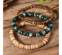 conjunto de de coquilla de coco, africana, colección de pulseras apilables de múltiples capas, para adolescentes