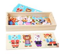 Conjunto de de vestir para la familia del oso - Juguete de clasificación y asociación de madera con de almacenamiento | Puzzle educativo para la edad preescolar a partir de 3 años |