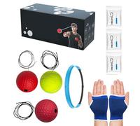 Conjunto de diadema de bola reflejo de boxeo,Bola de reflejo de boxeo | Equipo de perforación de bolas con vendajes,Juego de pelota de equipo de perforación para mejorar principiantes