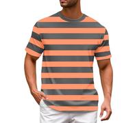 Conjunto de disfraces a rayas rojas Camisas de un solo pecho masculino Primavera Verano Casual Estampado a rayas Playas Manga Corta Vacaciones Casual Camisas (Verde, XL), naranja, M