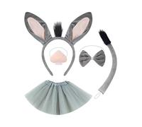Conjunto de disfraces de animales, para disfraces - Conjunto de de animales para 5,Juego de cola de nariz con corbata para Halloween Masquerade Furry Headgear