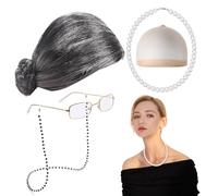 Conjunto de disfraz de anciana conjunto de 5 abuela peluca abuelita gafas
