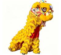 Conjunto de Disfraz de Cabeza de Danza Del León Tradicional Chino - Actuación de Danza Del Dragón Hecha a Mano y Decoración de Festivales(Yellow,165cm/65in)