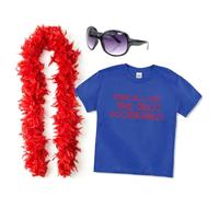 Conjunto de disfraz de corbata pop para mujer, talla XL, camiseta amarilla con estampado de corbata roja, boa de plumas rojas, gafas de sol marrones, disfraz de concierto musical para adultos y