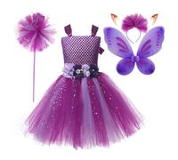 Conjunto de disfraz de de, disfraz elástico de, disfraces para niñas con diadema, alas de de para niñas de 2 a 12 años