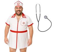 Conjunto de disfraz de enfermera de despedida de soltero para hombre, divertido vestido blanco, sombrero de enfermera y estetoscopio, atuendo divertido para despedidas de soltero, despedidas de