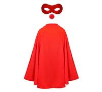 Conjunto de disfraz de héroe para niños, capa roja + máscara de ojos roja + nariz roja, perfecto para eventos de caridad, disfraces escolares y otros eventos de disfraces