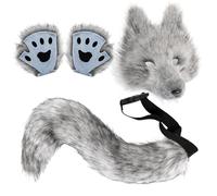 Conjunto de disfraz de lobo genérico - Faux Tail Ears, Paw Gloves | Halloween Cosplay Accessories For Women Party Masquerade Carnival Stage Performance Role Play Events