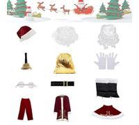Conjunto de disfraz de Papá Noel, traje de Navidad, traje para adultos con sombrero y accesorios | Conjunto de cosplay de vacaciones para la víspera, cómodo de vestir, disfraz de de Halloween