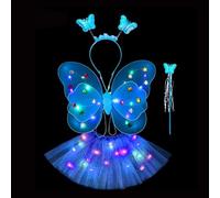 Conjunto de disfraz de para niña, disfraz de iluminada para Halloween, disfraz de con alas de de luz LED para niñas