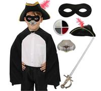 Conjunto de disfraz de roedor de carretera para niños, sombrero de tricornio, capa, nariz, pintura facial y espada de juguete, disfraz de libro de cuentos infantil para eventos escolares y Día Mundial