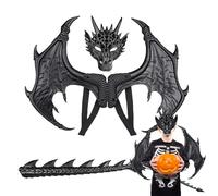 Conjunto de disfraz Di Drago Per Bambin con E Coda Per Halloween | Disfraz Da Drago Dinosauro Cosplay Set Tuta Draghetto Verde Fiamme Abbigliamento Carnevale Eventi Festa Scolasti