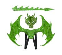 Conjunto de disfraz Di Drago Per Bambin con E Coda Per Halloween | Disfraz Da Drago Dinosauro Cosplay Set Tuta Draghetto Verde Fiamme Abbigliamento Carnevale Eventi Festa Scolasti