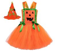 Conjunto de Disfraz Halloween para niñas, Vestido tutú, Atuendo Fiesta niñas pequeñas, Carnaval, Calabaza, Cosplay, otoño, Invierno, Informal, Escuela, Playa, ocasión Traje De Granjero