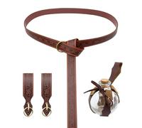 Conjunto de disfraz renacentista medieval de piel sintética, cinturón, bolsa de poción, cinturón, falda, senderismo, para Halloween, cosplay, Belt 2 Llavero Poti
