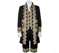 Conjunto de disfraz victoriano renacentista de Tudor para hombre, con abrigo, chaleco y pantalones, Dickie para recreación histórica y cosplay de caballero, color negro (XS negro)