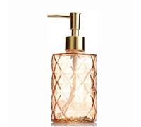 Conjunto de dispensador de loción de jabón de vidr Glass Soap Dispenser Multicolor 400ml Press Type For Kitchen Bathroom(Amber)