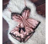 Conjunto de dormir para mujer con cuello en V con lazo M-2XL (rosa 2XL) | Diseño de cuello en V, bonito detalle de lazo, tela suave, tallas M a 2XL, ajuste perfecto