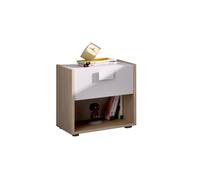 DEKIT GRUPO RIMOBEL DINA PACK - Conjunto de cama de 90X190, mesita de noche y cómoda de tres cajones - NATURAL / BLANCO