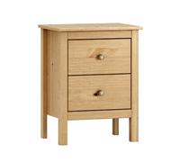 Conjunto de dormitorio - Juego de cabecero, mesitas de noche de 2 cajones y comoda de 3 cajones - Colección MAGDA - Madera Maciza - Para camas de 90 y 105cm- Color: Miel-Roble (Mesita de noche)