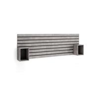 Conjunto de dormitorio kroma cabecero con 2 mesitas de noche flotante cemento 70x214x3 cm