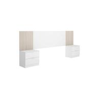 Conjunto de dormitorio loma cabecero + 2 mesitas de noche blanco/natural 96x259x34,2 cm