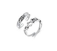 Conjunto de Dos Anillos de Dedo del Pie de Banda Fina Náutica Aloha Vacaciones Tropicales Hueso de Pescado Hawaiano & Punk Rocker Pirata Caribeño Esqueleto Gótico Calaveras Cruzadas para Mujeres