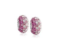Conjunto de dos cuentas espaciadoras de cristal con degradado de rosa claro a magenta, núcleo de plata esterlina .925, compatible con pulsera de encanto europea para mujeres y adolescentes.