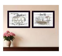 Conjunto de dos impresiones art sticas de pared con marco negro Stays at Grandmas