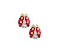 Conjunto de Dos Mariquitas de Suerte Esmalte Chapado en Oro Rojo Cristal Insecto Broche de Solapa para Mujeres para Adolescentes